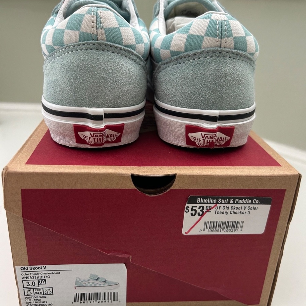 *Gently Used* Old Skool Vans Color Theory Checker Kids SZ 3 - Picture 3 of 7
